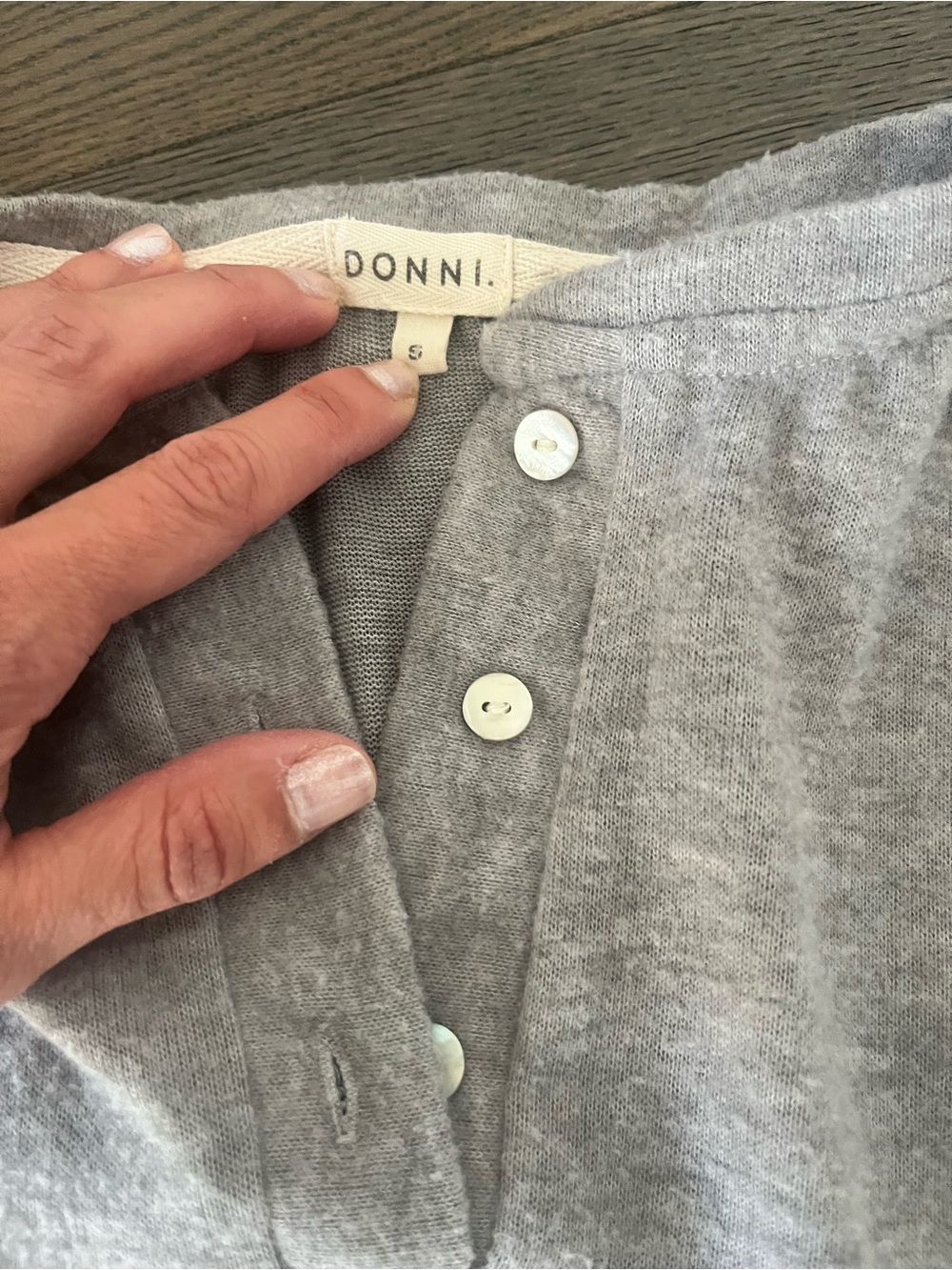 Donni crewneck Lightweight Gray Henley Sweater size small - Picture 2 of 2